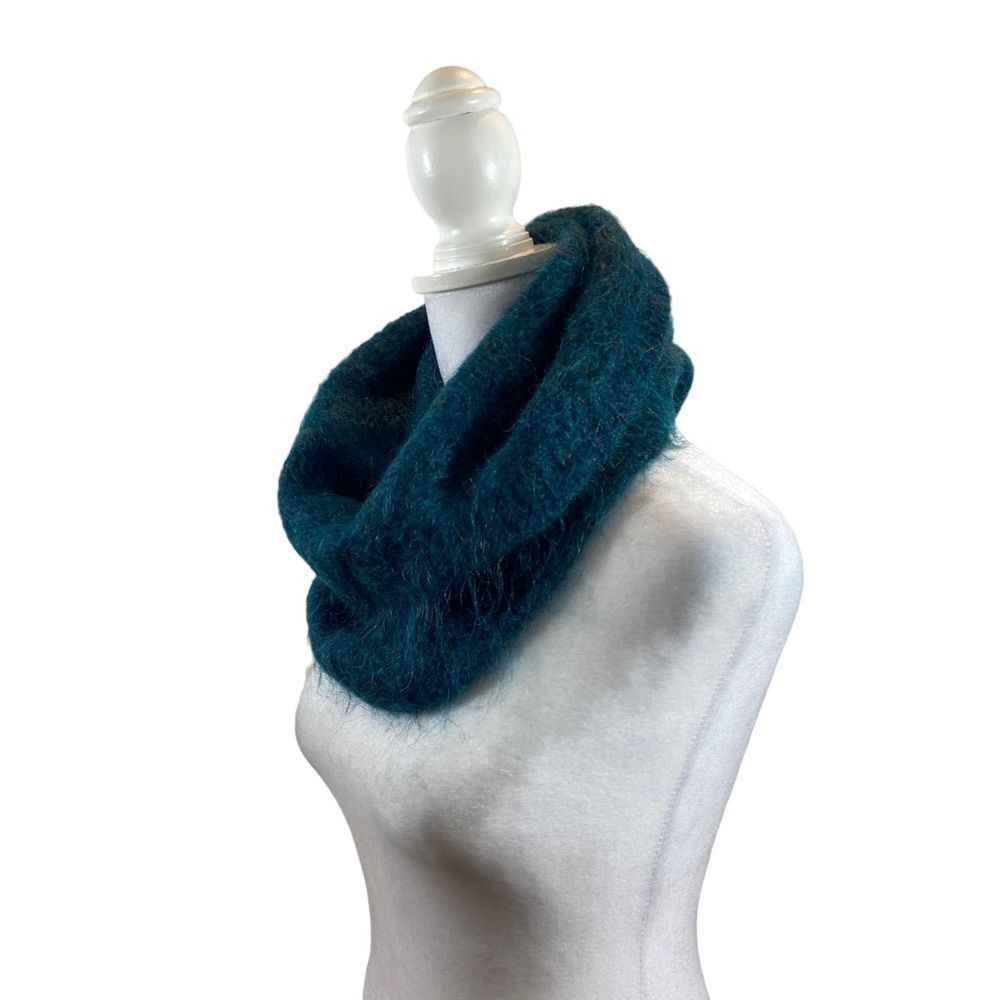 Woof Designs Brand Mohair and Wool Tube Scarf or Hand Warmer Dark Turquoise